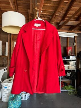 Vintage Stephanie Mathews Red Double Breasted Wool Coat